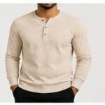 Men's Cream Waffle Long-Sleeve Top